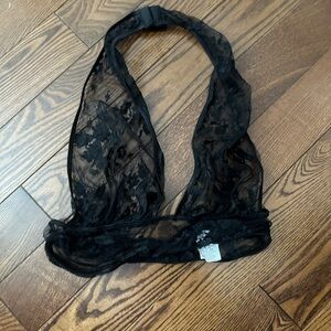 Leg Avenue Sheer Black Lace Halter Bralette